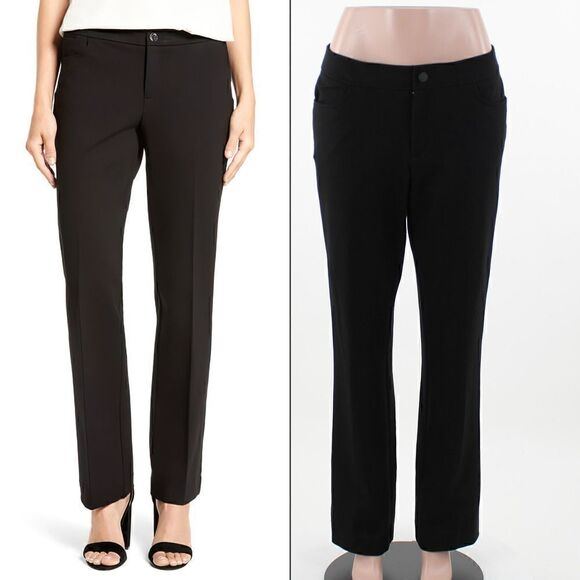 Anne Klein Compression Flare Leg Ponte Pants in Black - Picture 1 of 5